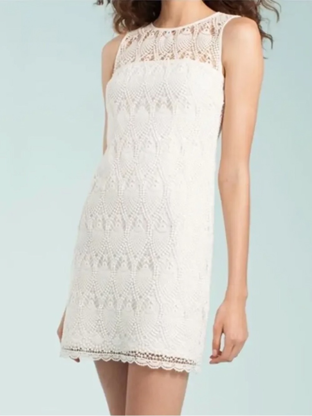 Trina Turk White Crochet Sleeveless Dress | size 2 / S